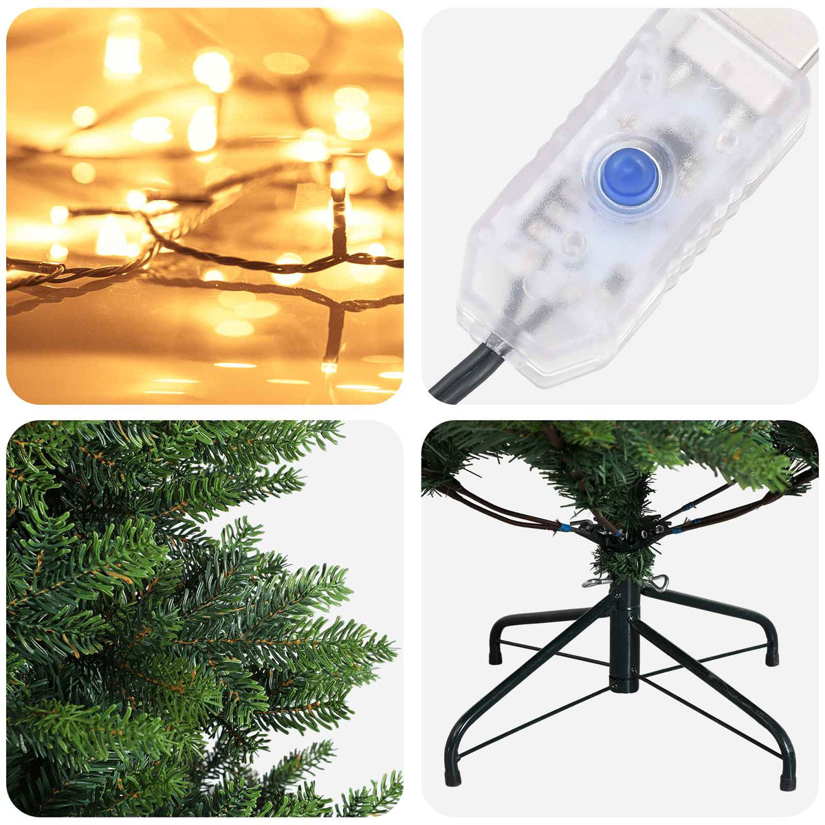 Artificial Hinged Christmas Tree 150 cm 150 LEDs Warm White
