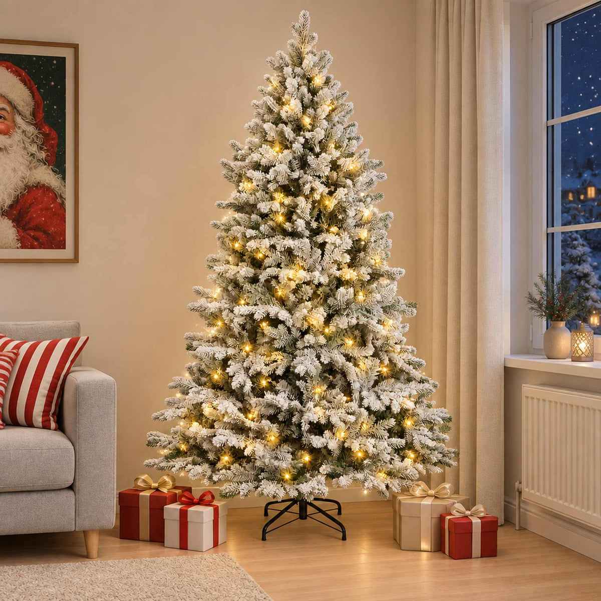 Artificial Hinged Christmas Tree 150 cm 150 LEDs Warm White