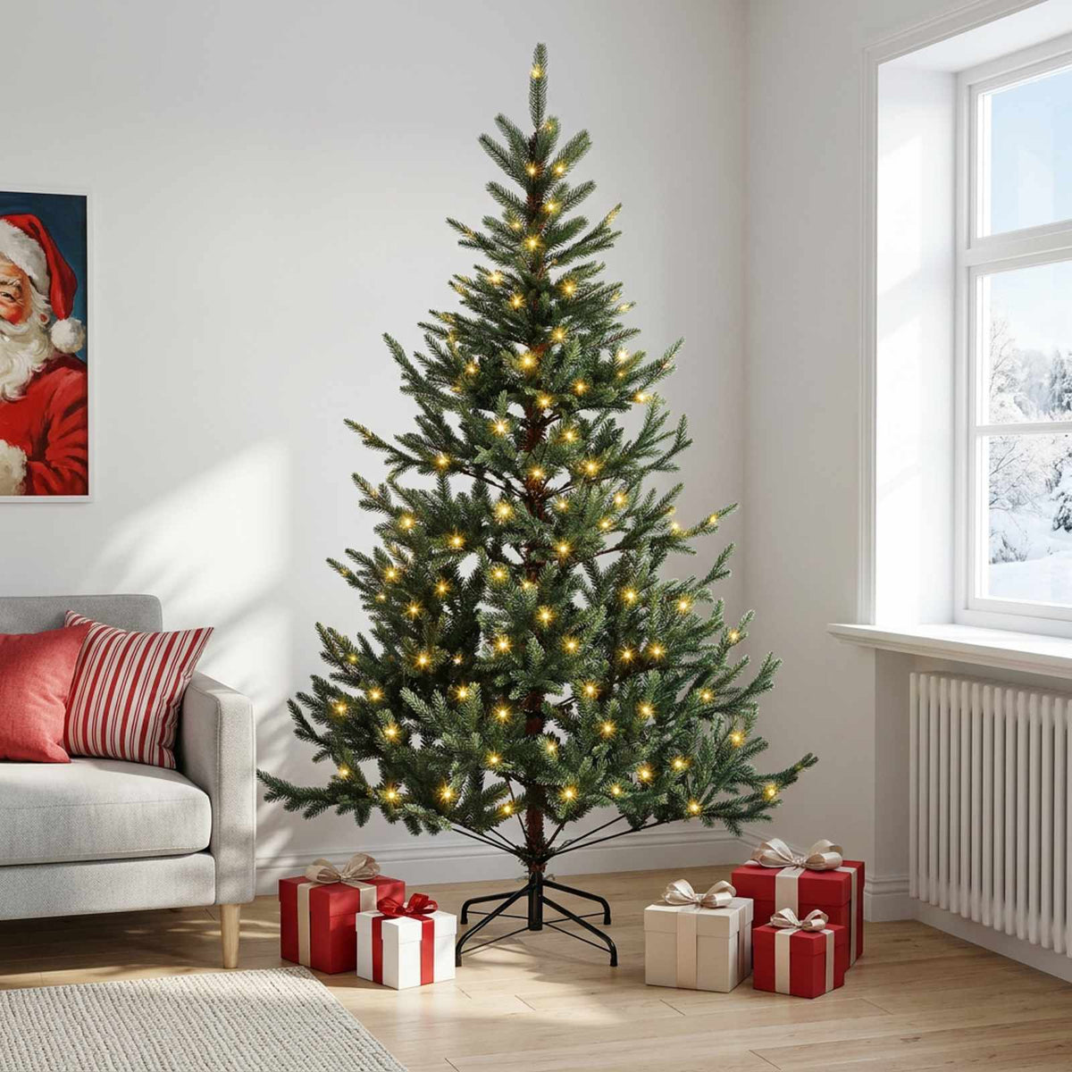 Artificial Hinged Christmas Tree 150 cm 150 LEDs Warm White