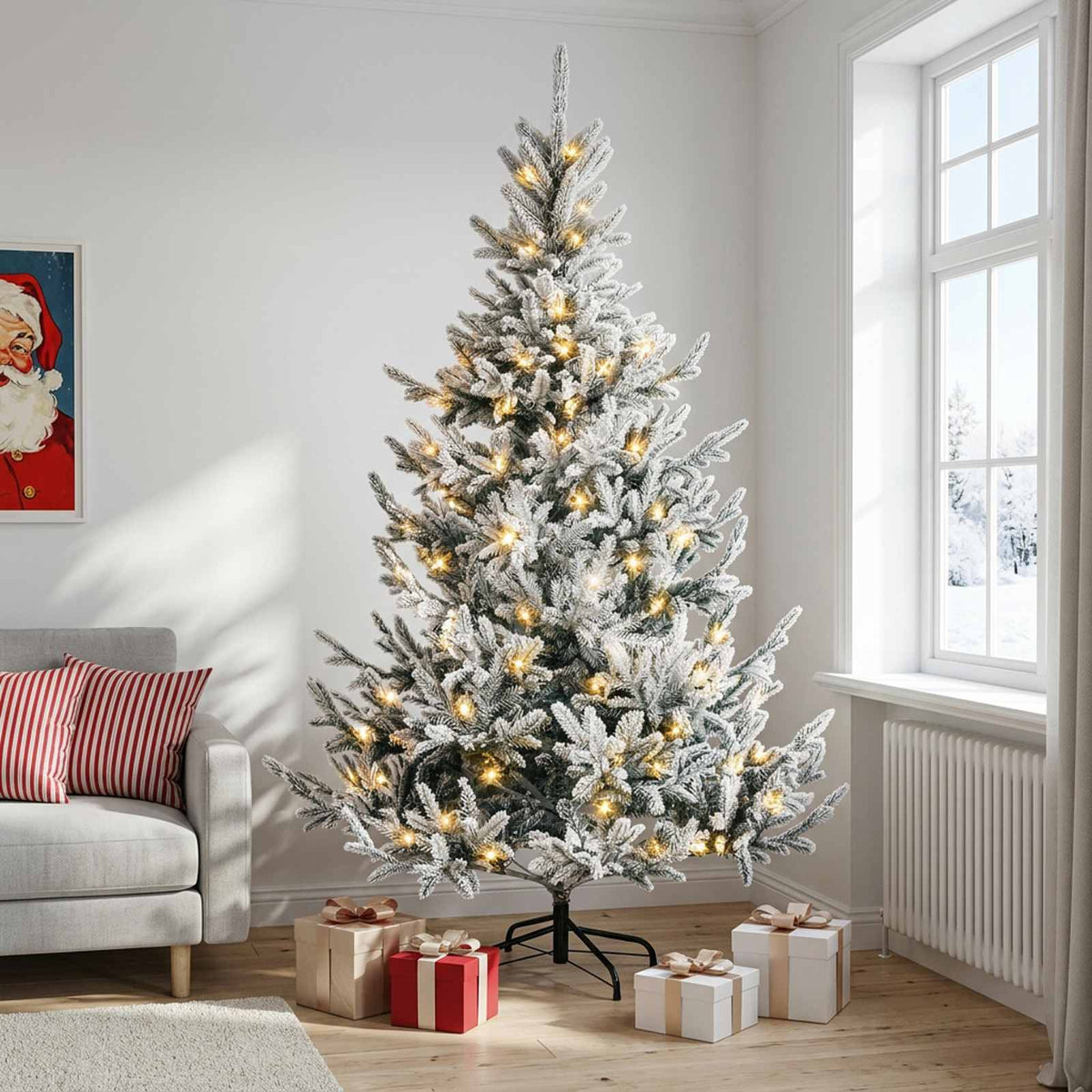 Artificial Hinged Christmas Tree 150 cm 150 LEDs Warm White