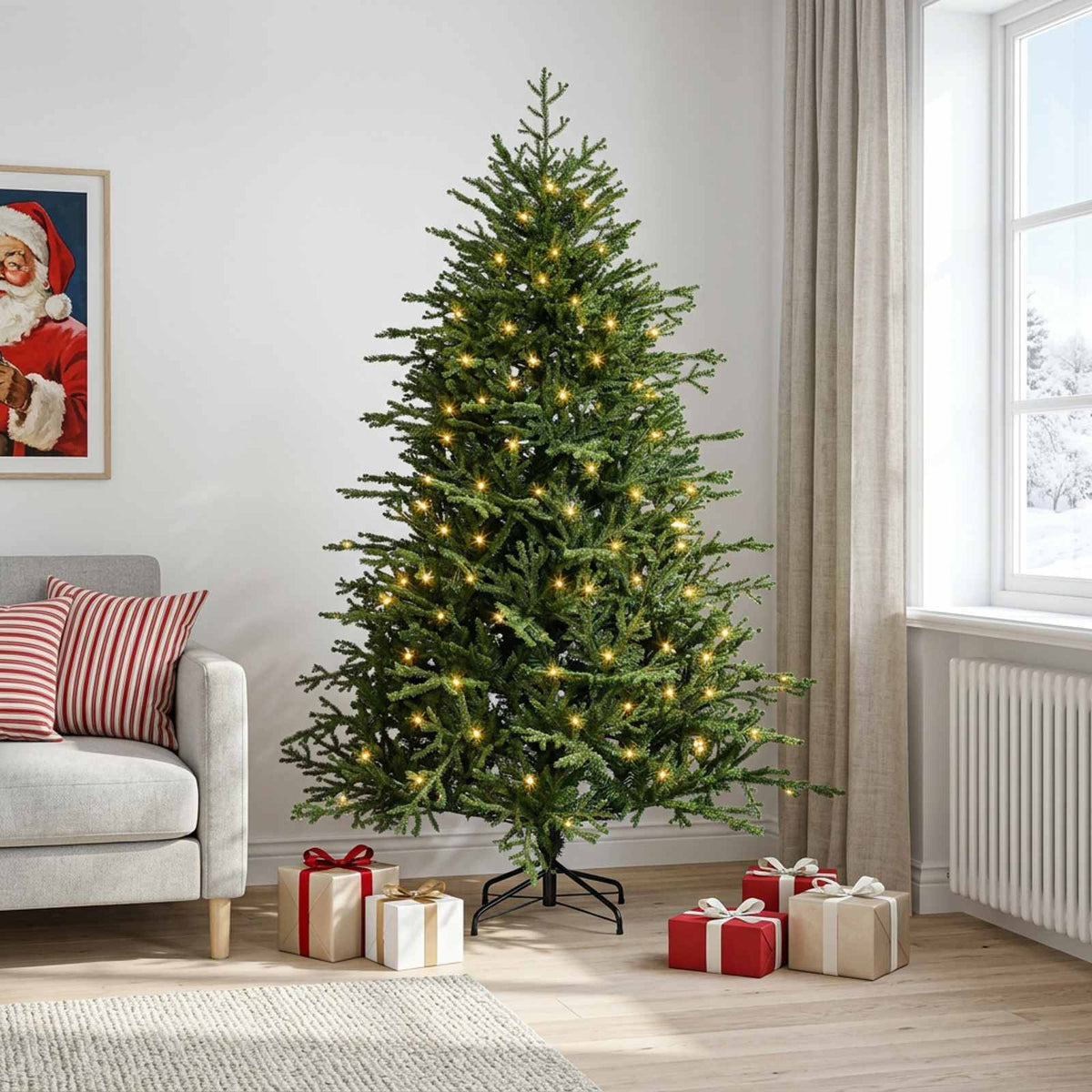 Artificial Hinged Christmas Tree 150 cm 150 LEDs Warm White