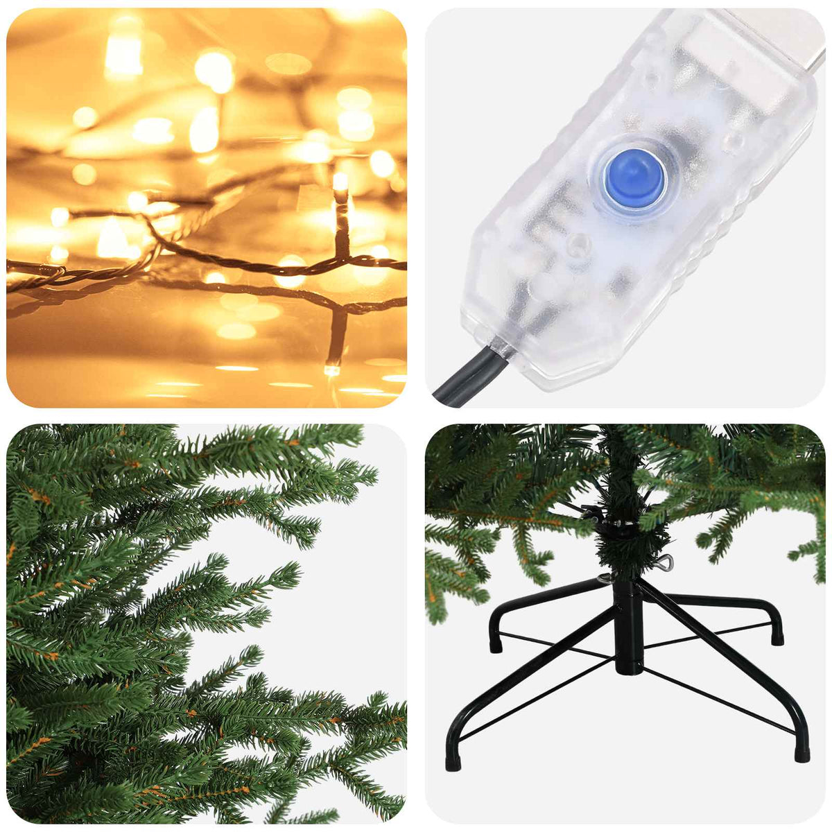 Artificial Hinged Christmas Tree 150 cm 150 LEDs Warm White