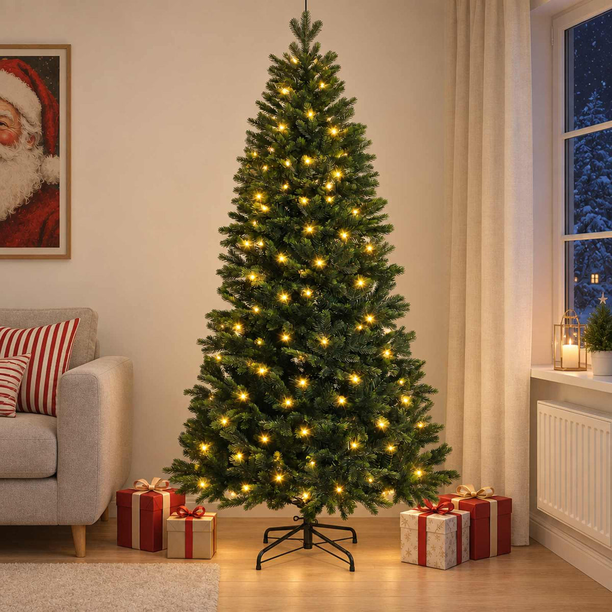 Artificial Hinged Christmas Tree 150 cm 150 LEDs Warm White