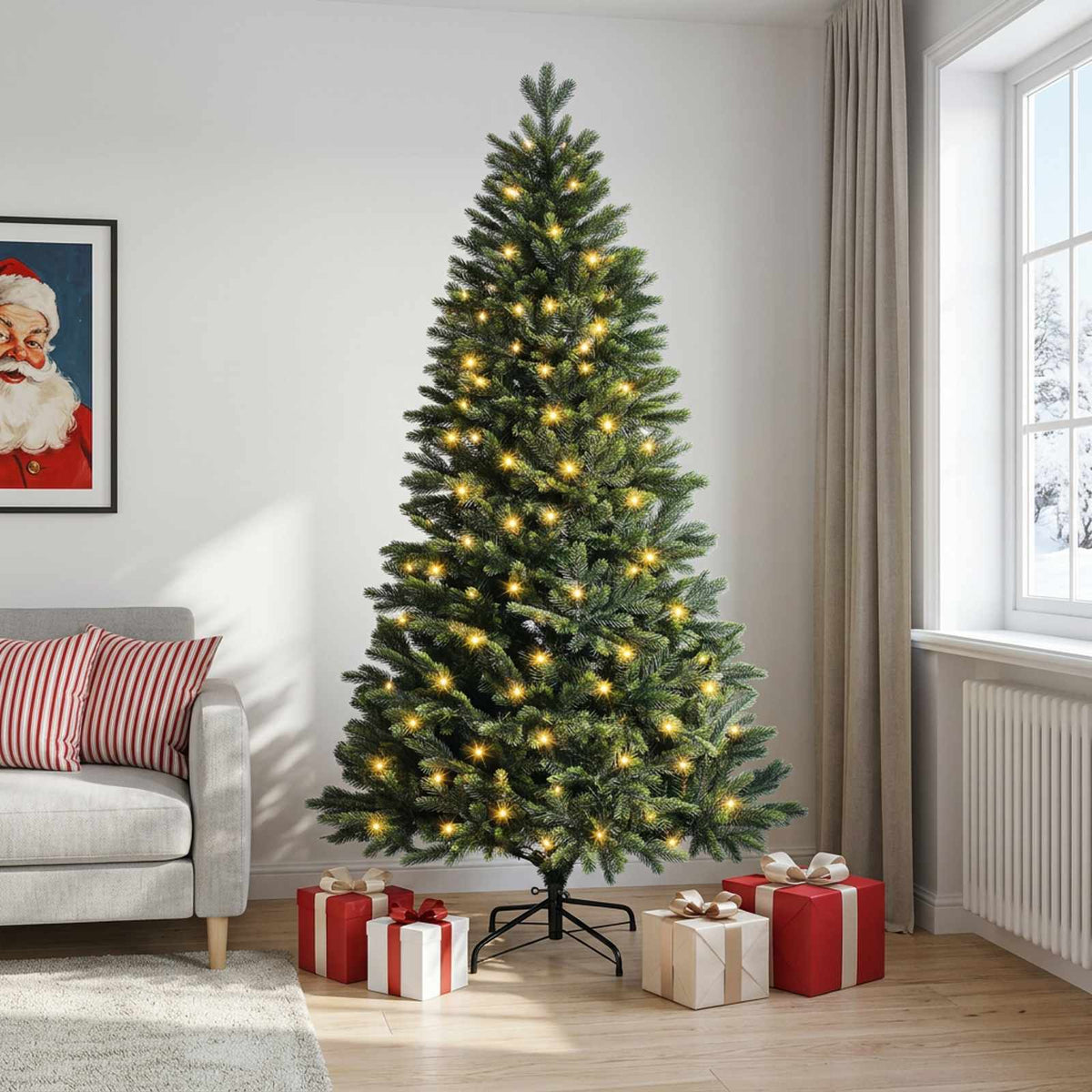 Artificial Hinged Christmas Tree 150 cm 150 LEDs Warm White