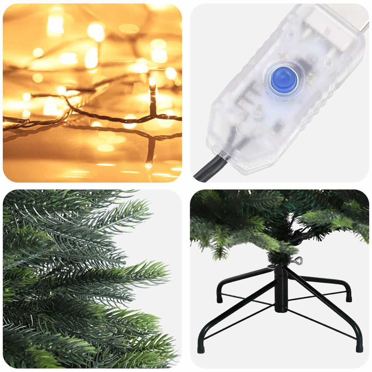 Artificial Hinged Christmas Tree 150 cm 150 LEDs Warm White