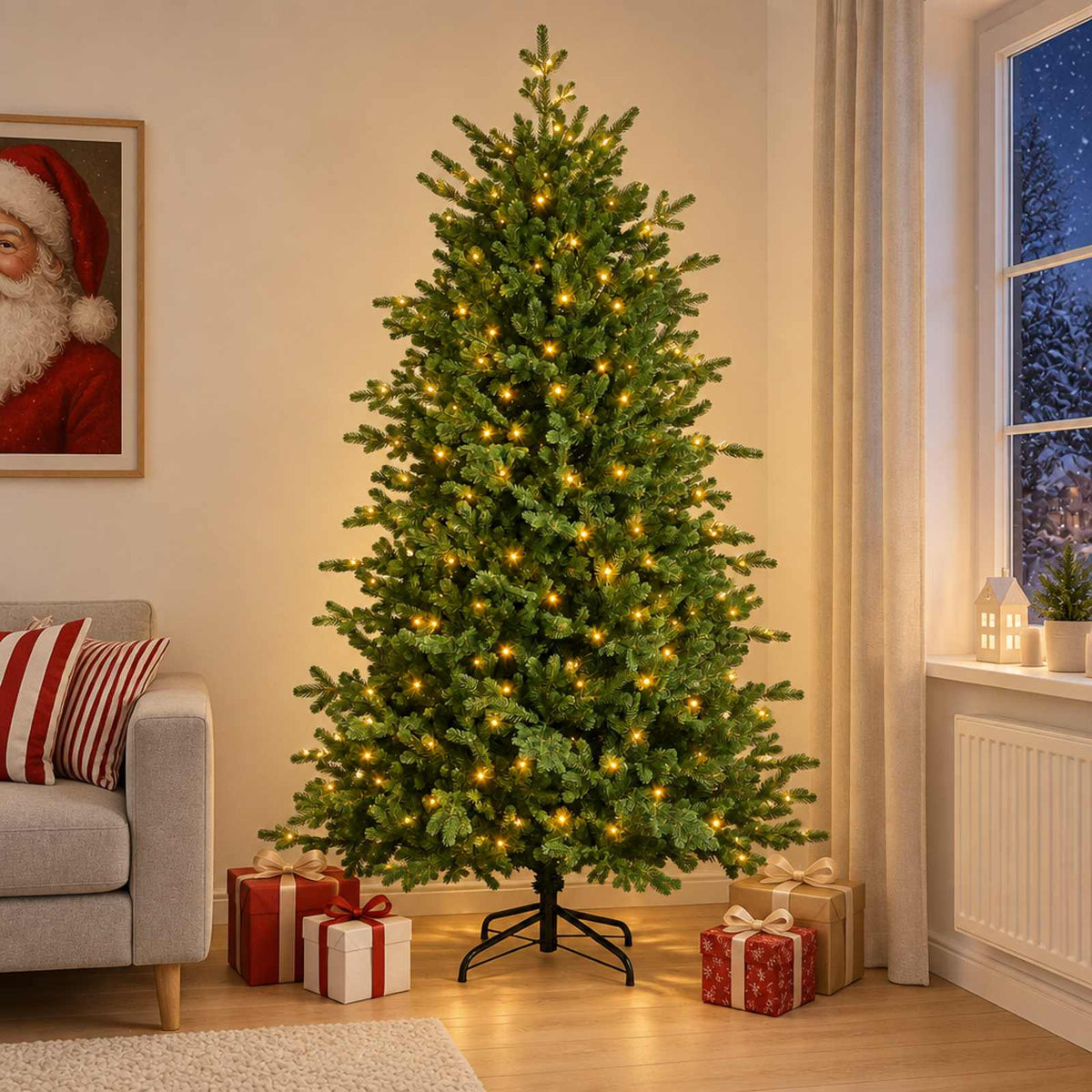 Artificial Hinged Christmas Tree 120 cm 150 LEDs Warm White