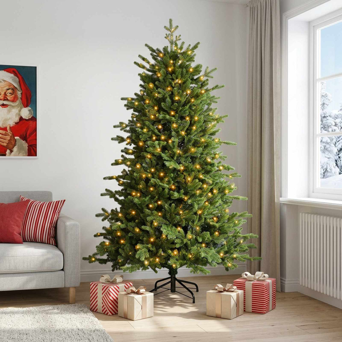 Artificial Hinged Christmas Tree 120 cm 150 LEDs Warm White