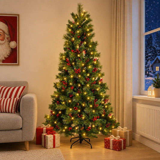 Artificial Hinged Christmas Tree 150 cm 150 LEDs Warm White