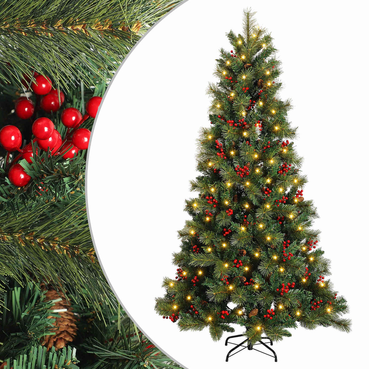 Artificial Hinged Christmas Tree 150 cm 150 LEDs Warm White