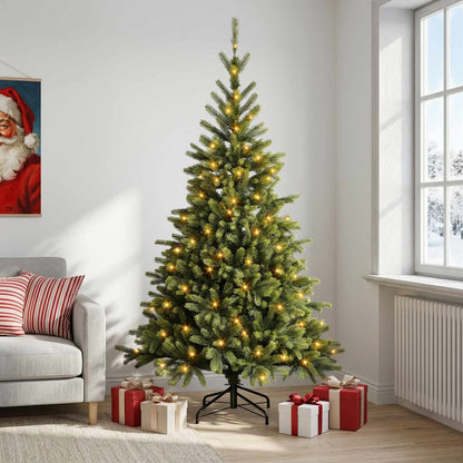 Artificial Hinged Christmas Tree 240 cm 300 LEDs Warm White