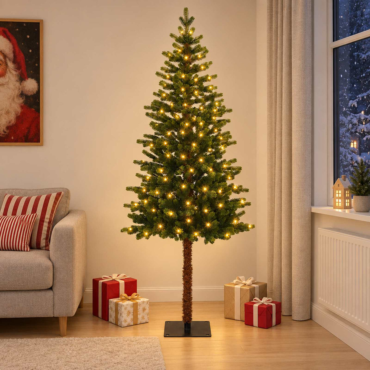 Artificial Hinged Christmas Tree 180 cm 300 LEDs Warm White