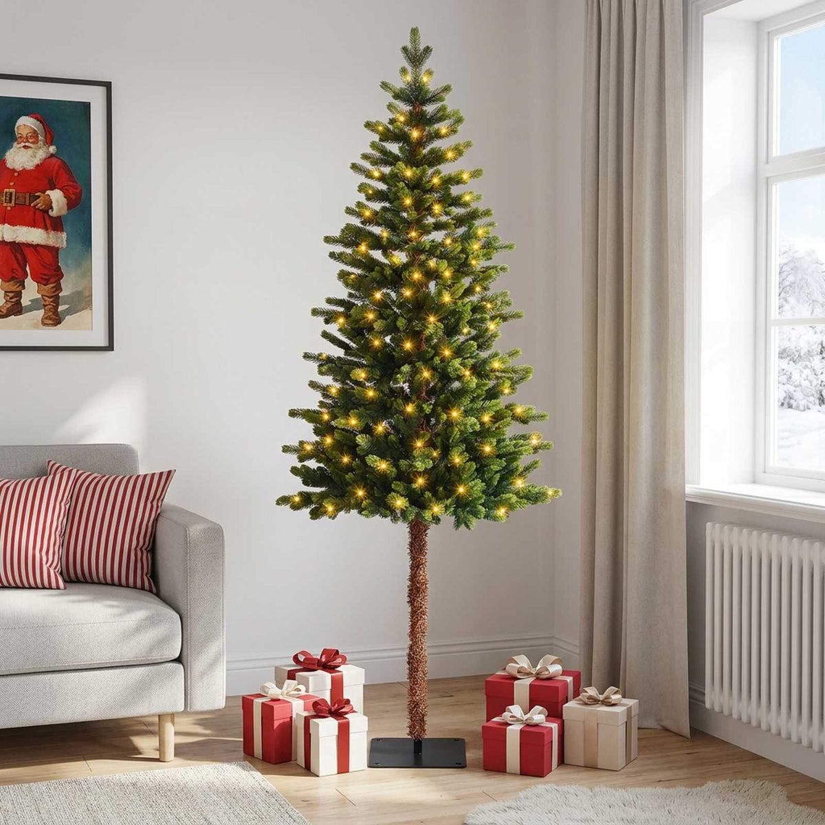 Artificial Hinged Christmas Tree 180 cm 300 LEDs Warm White