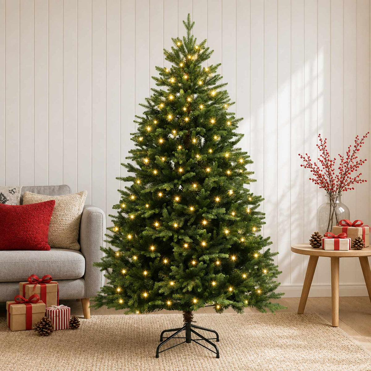 Artificial Hinged Christmas Tree 240 cm 300 LEDs Warm White