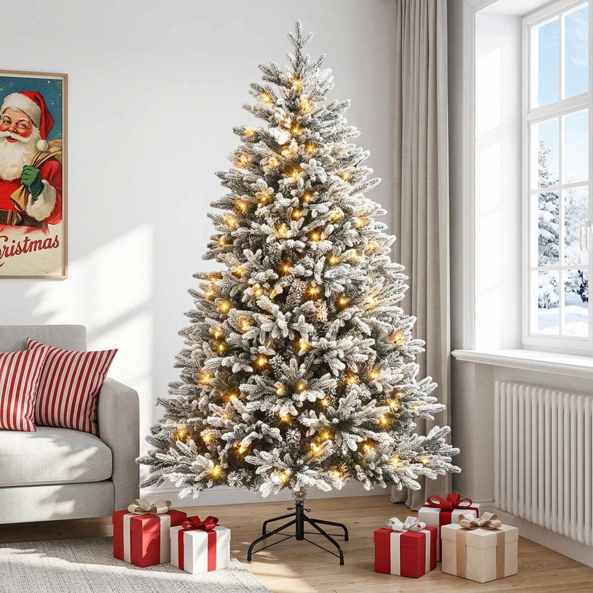 Artificial Hinged Christmas Tree 240 cm 300 LEDs Warm White