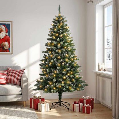 Artificial Hinged Christmas Tree 210 cm 300 LEDs Warm White