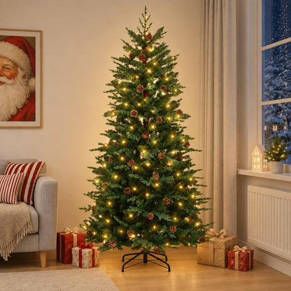 Artificial Hinged Christmas Tree 240 cm 300 LEDs Warm White