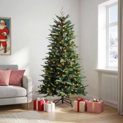 Artificial Hinged Christmas Tree 180 cm 300 LEDs Warm White