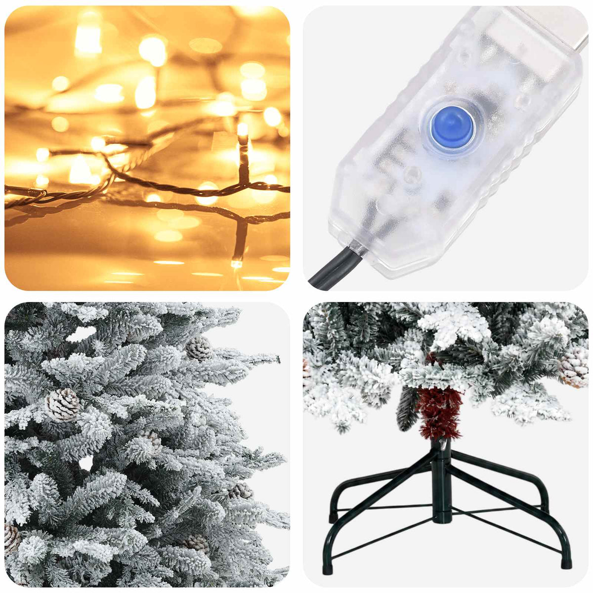 Artificial Hinged Christmas Tree 150 cm 150 LEDs Warm White