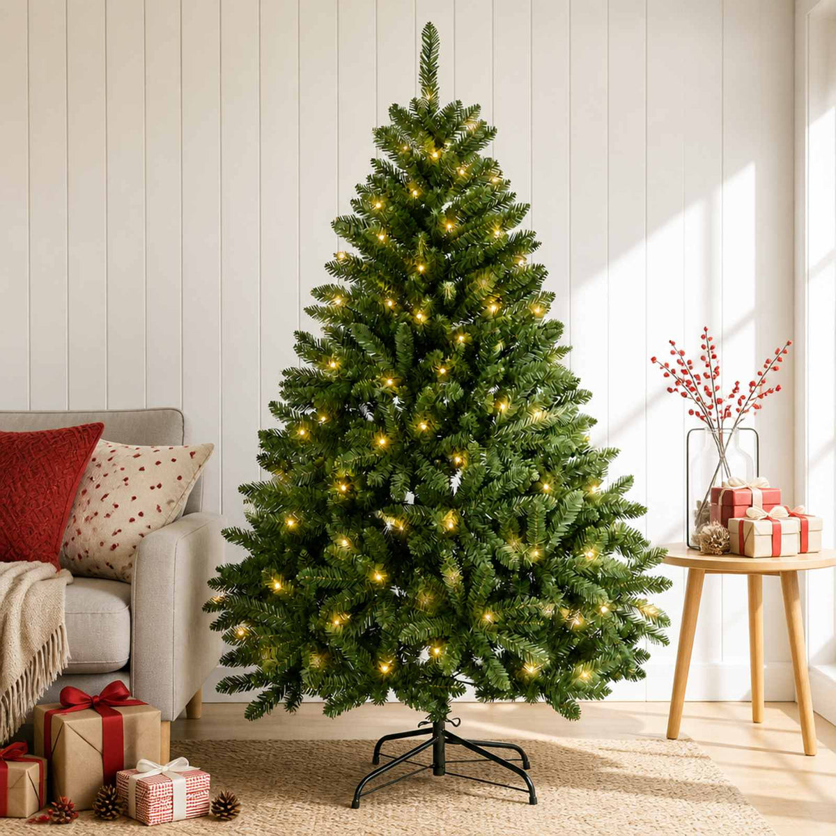 Artificial Hinged Christmas Tree 120 cm 150 LEDs Warm White