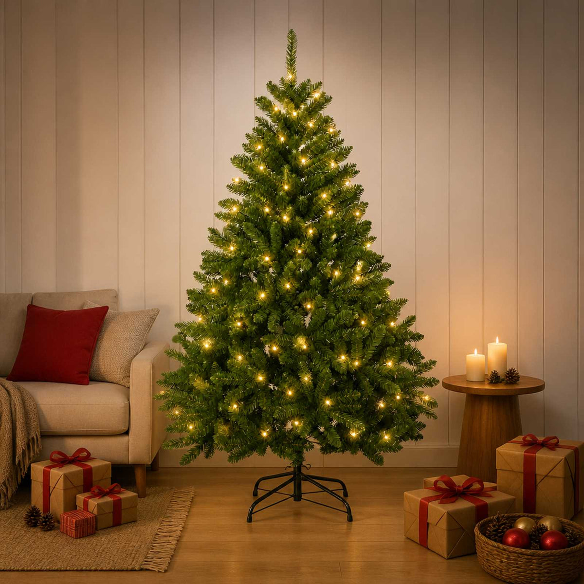 Artificial Hinged Christmas Tree 120 cm 150 LEDs Warm White