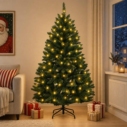 Artificial Hinged Christmas Tree 180 cm 300 LEDs Warm White