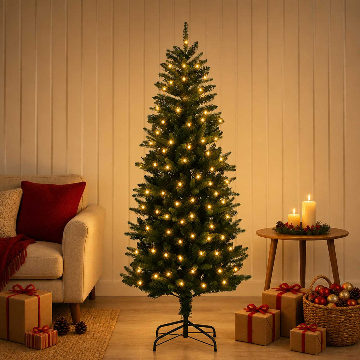 Artificial Hinged Christmas Tree 150 cm 150 LEDs Warm White