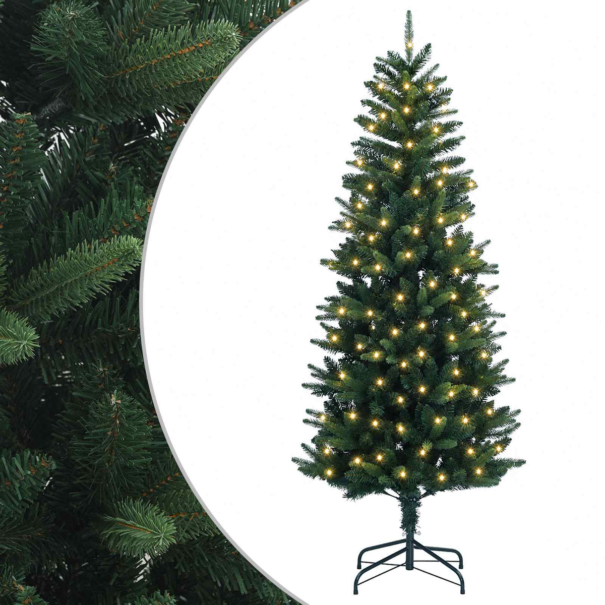 Artificial Hinged Christmas Tree 150 cm 150 LEDs Warm White PVC