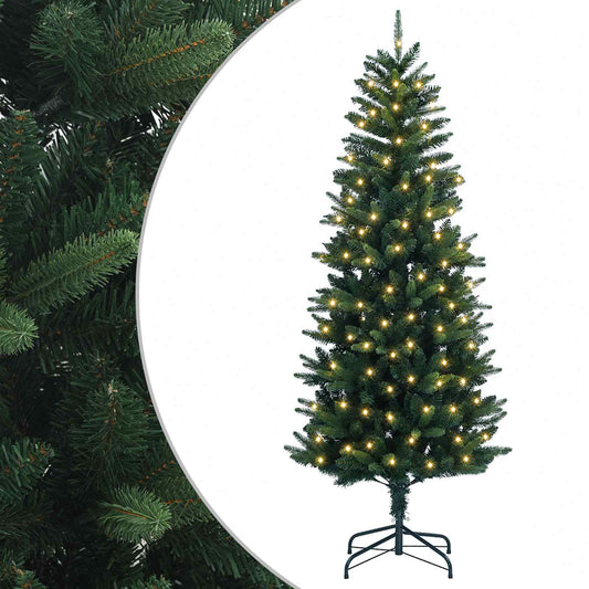 Artificial Hinged Christmas Tree 150 cm 150 LEDs Warm White PVC