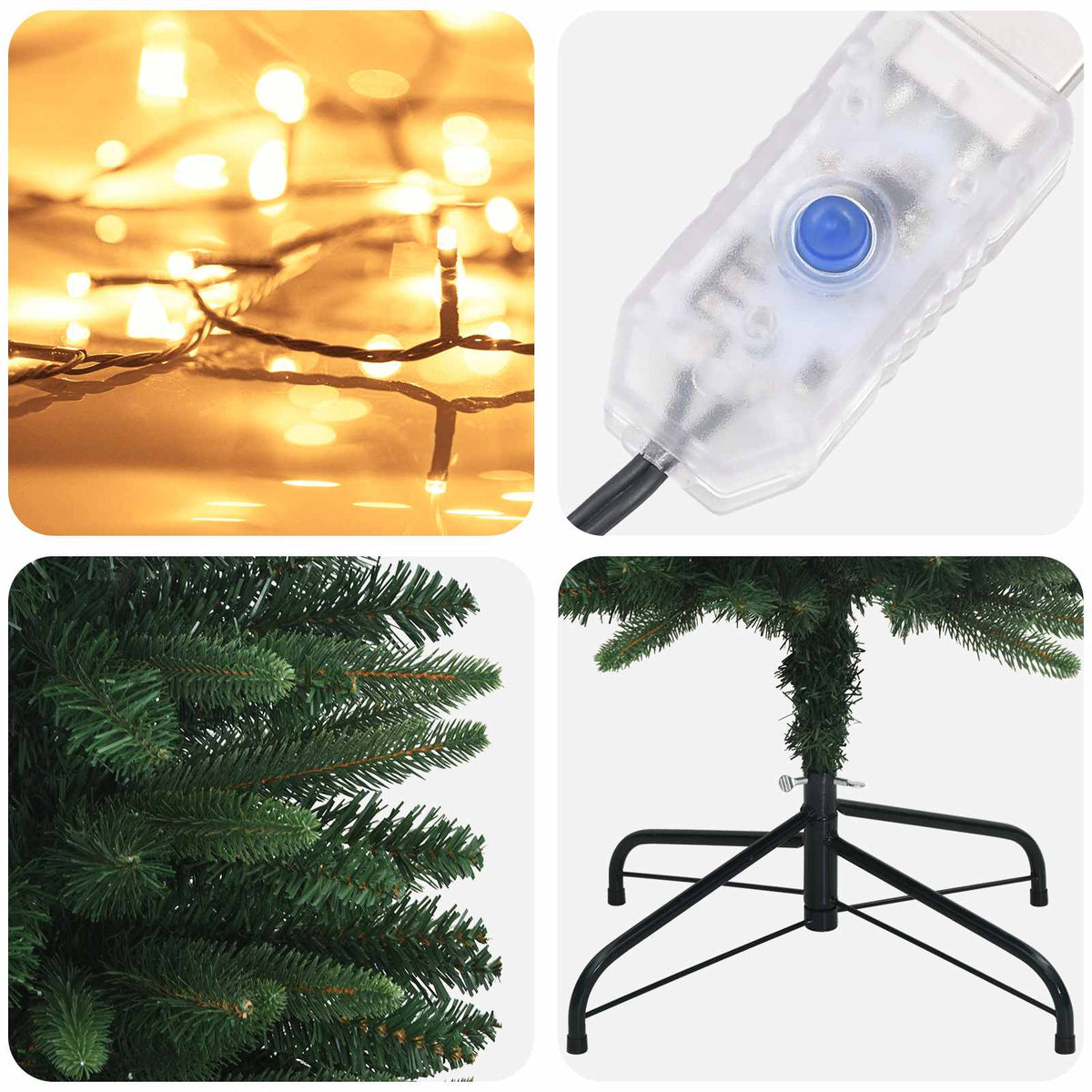 Artificial Slim Christmas Tree 120 cm 150 LEDs Warm White