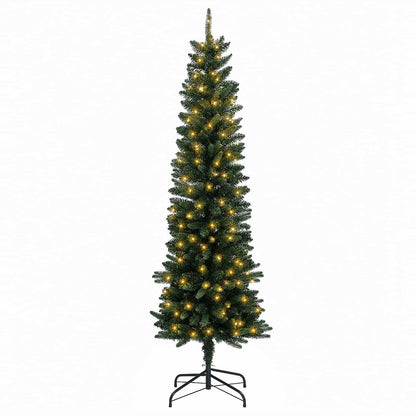 Artificial Slim Christmas Tree 150 cm 150 LEDs Warm White
