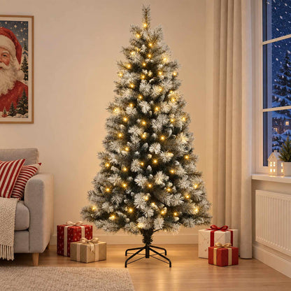 Artificial Hinged Christmas Tree 210 cm 300 LEDs Warm White