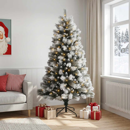Artificial Hinged Christmas Tree 210 cm 300 LEDs Warm White