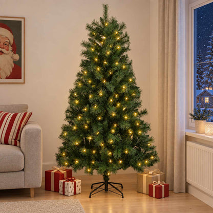 Artificial Hinged Christmas Tree 210 cm 300 LEDs Warm White