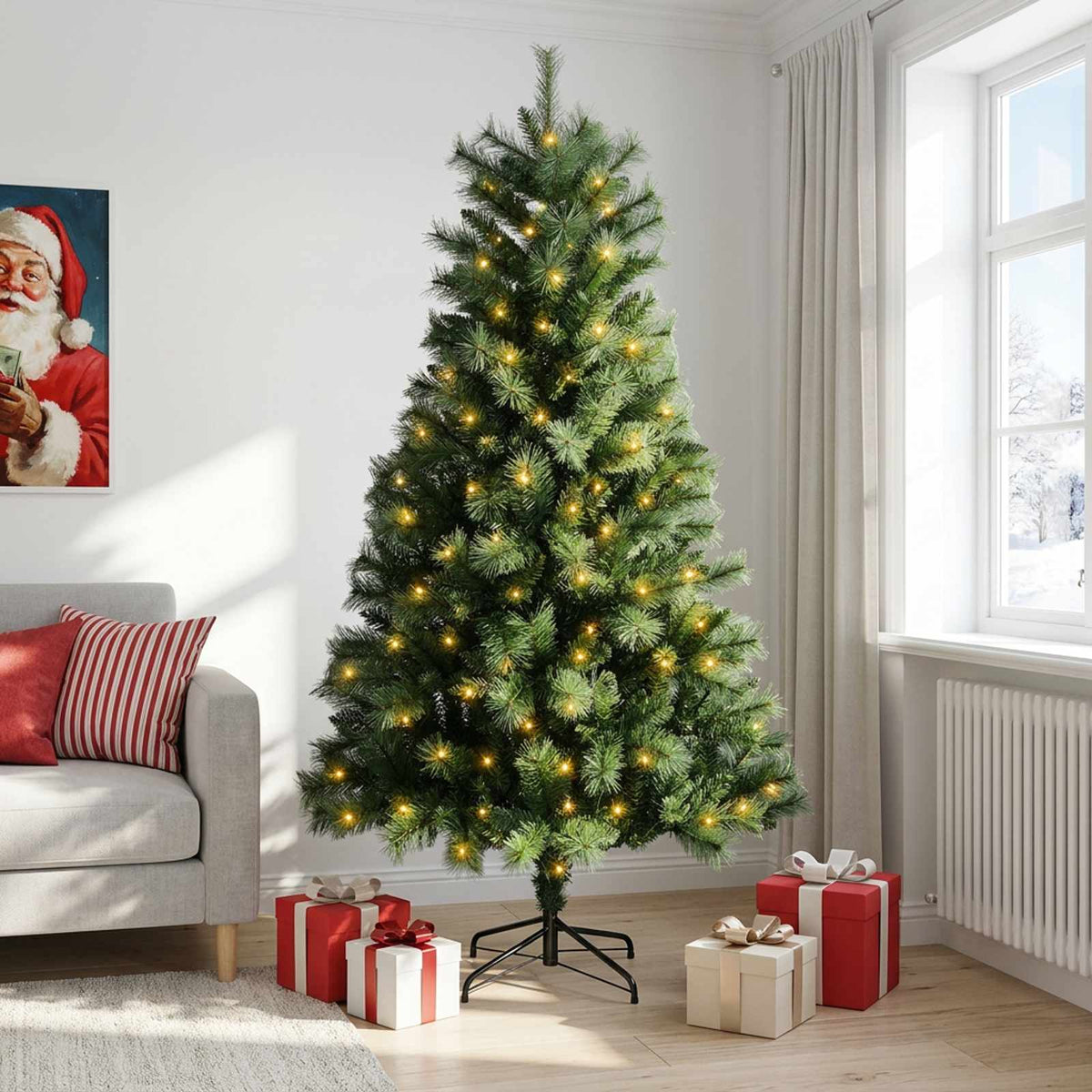 Artificial Hinged Christmas Tree 150 cm 150 LEDs Warm White
