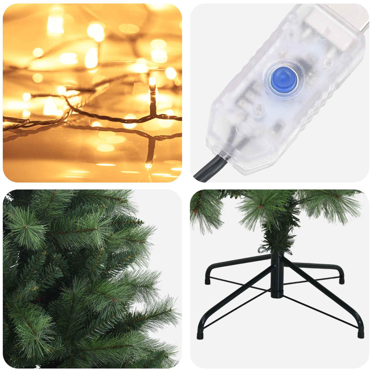 Artificial Hinged Christmas Tree 150 cm 150 LEDs Warm White