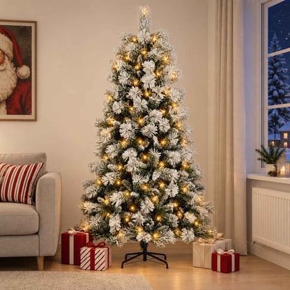 Artificial Hinged Christmas Tree 210 cm 300 LEDs Warm White