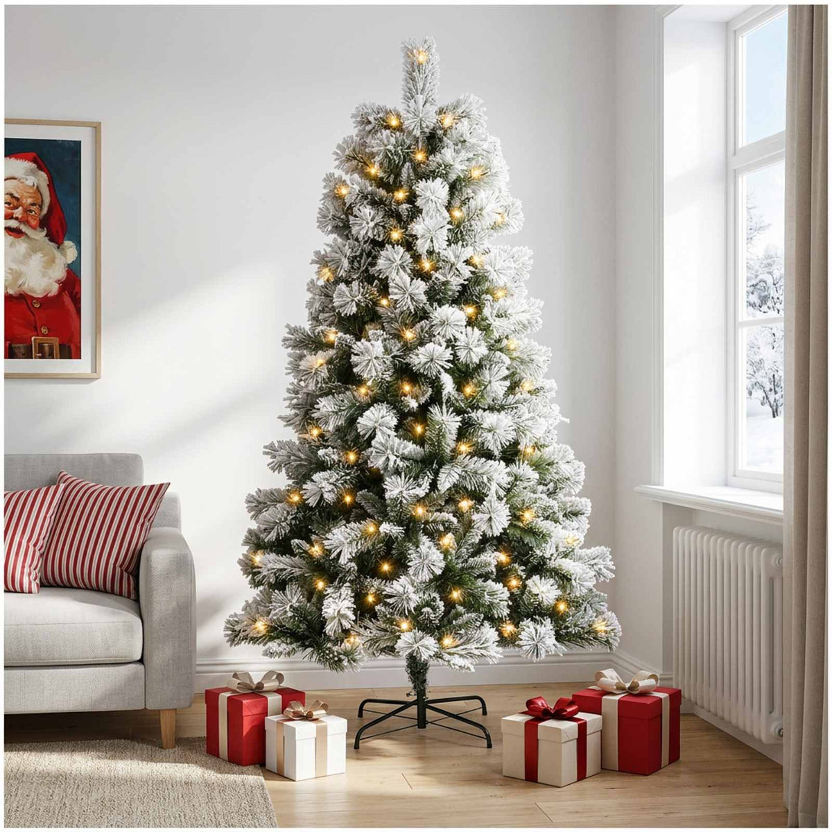 Artificial Hinged Christmas Tree 150 cm 150 LEDs Warm White