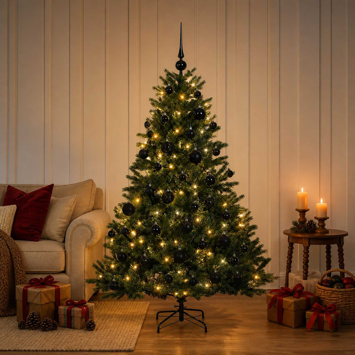 Artificial Christmas Tree with Bauble 150 cm 150 LEDs