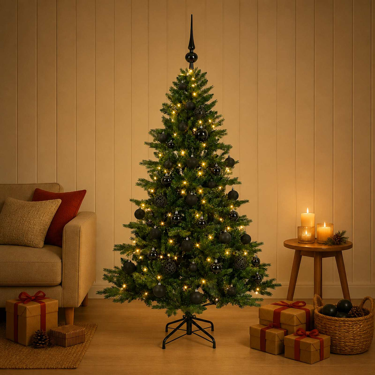 Artificial Christmas Tree with Bauble 150 cm 150 LEDs