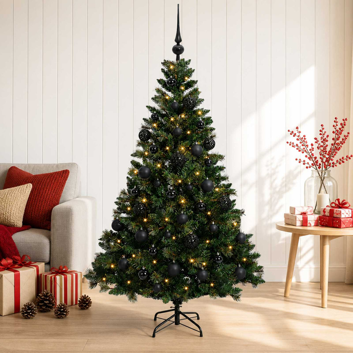 Artificial Christmas Tree with Bauble 150 cm 150 LEDs