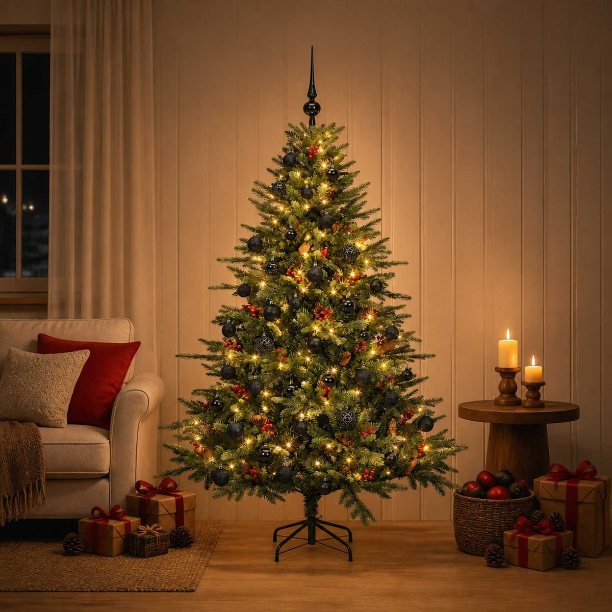 Artificial Christmas Tree with Bauble 150 cm 150 LEDs