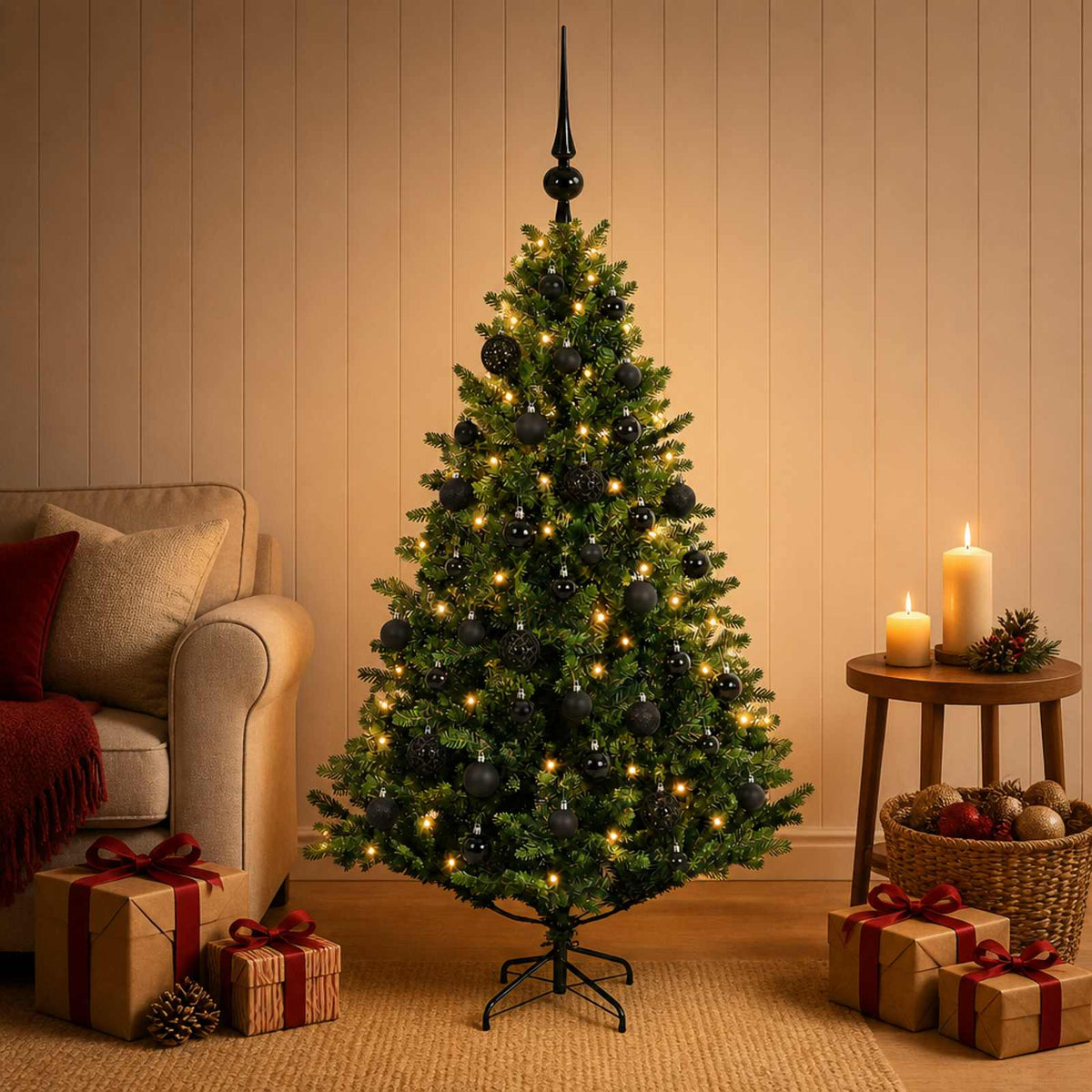 Artificial Christmas Tree with Bauble 150 cm 150 LEDs