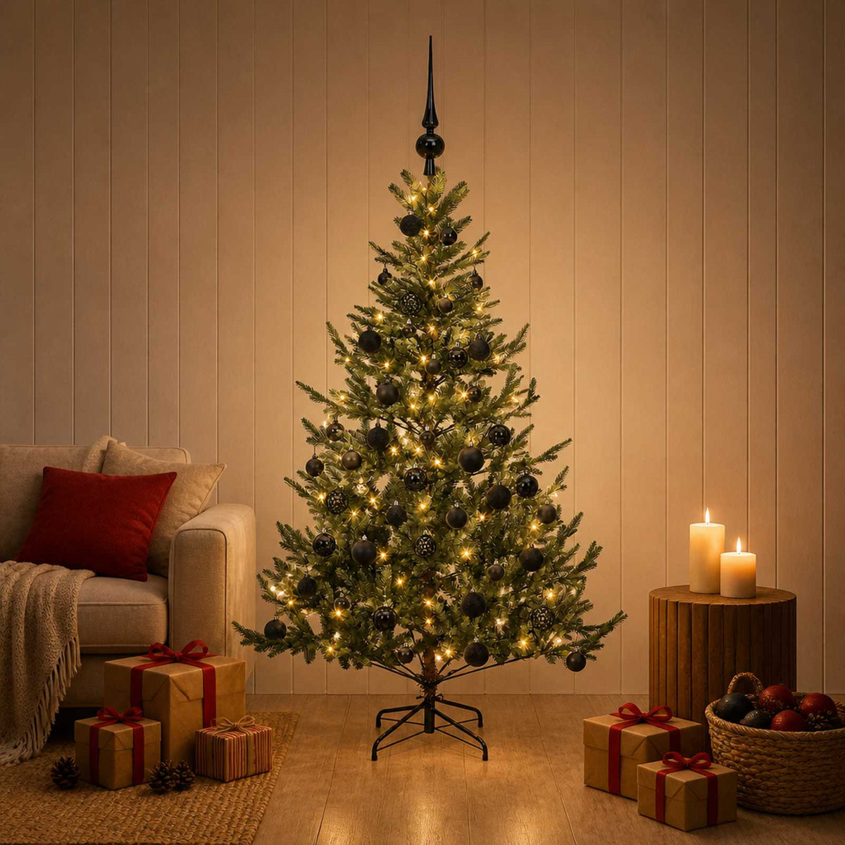 Artificial Christmas Tree with Bauble 150 cm 150 LEDs