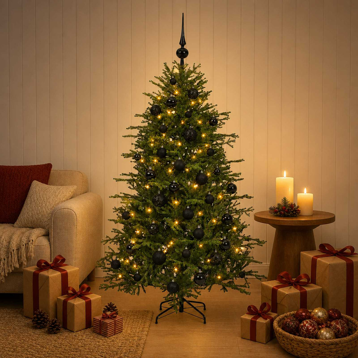 Artificial Christmas Tree with Bauble 120 cm 150 LEDs