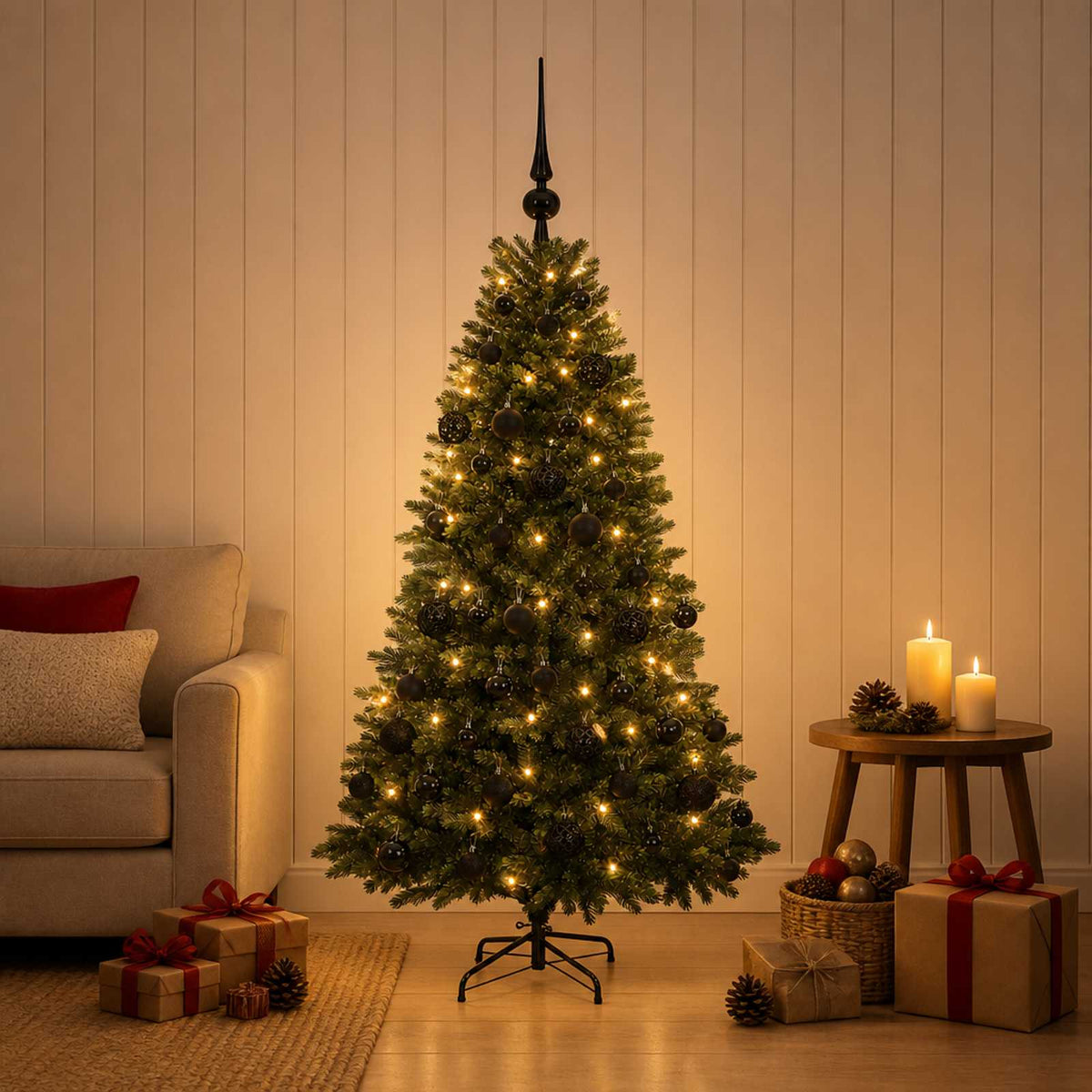 Artificial Christmas Tree with Bauble 150 cm 150 LEDs