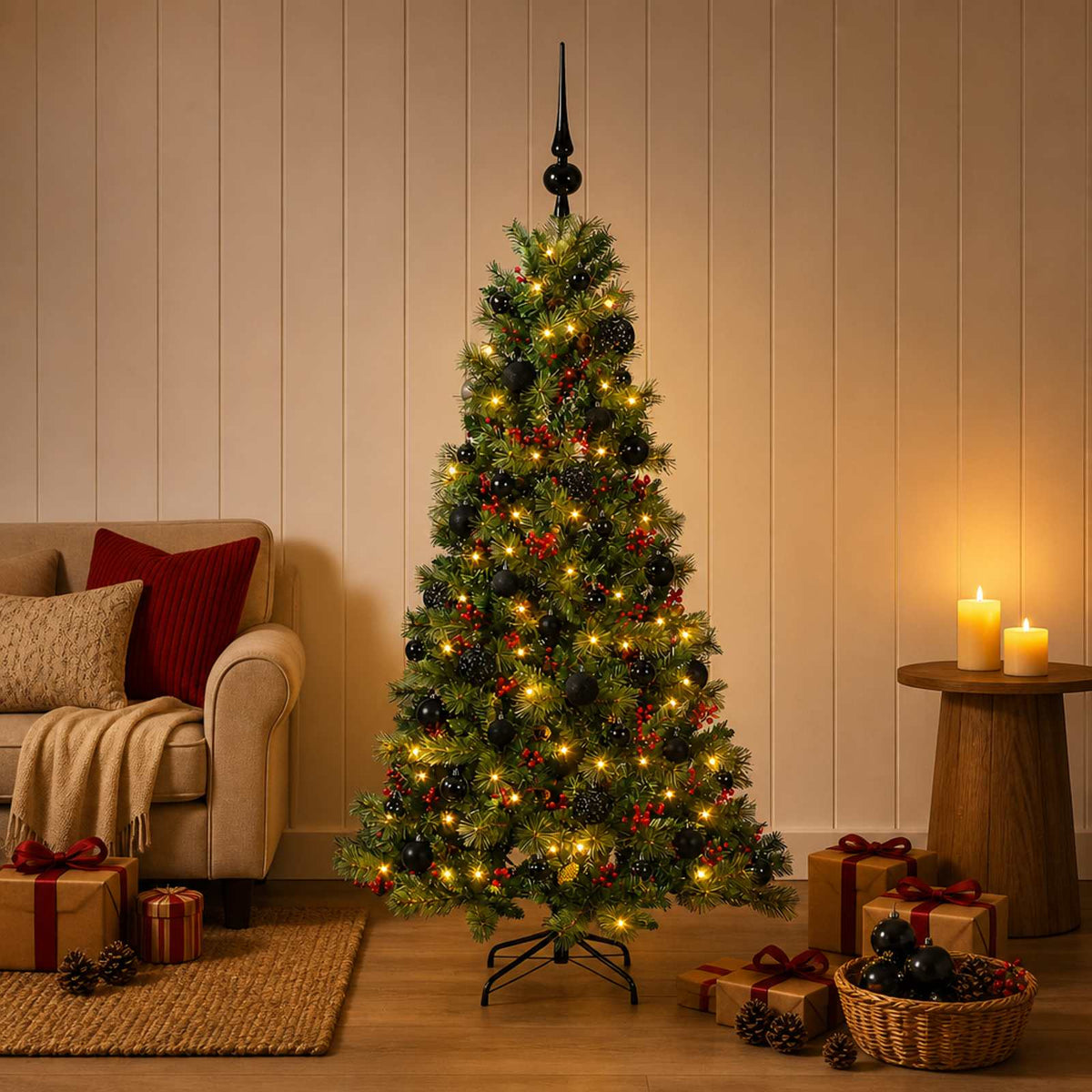 Artificial Christmas Tree with Bauble 150 cm 150 LEDs