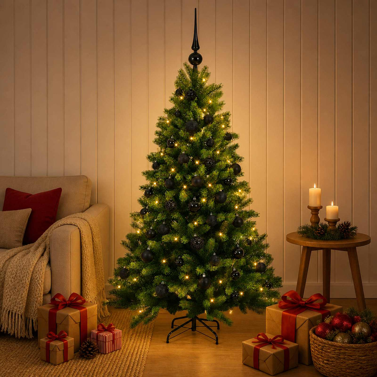 Artificial Christmas Tree with Bauble 150 cm 150 LEDs