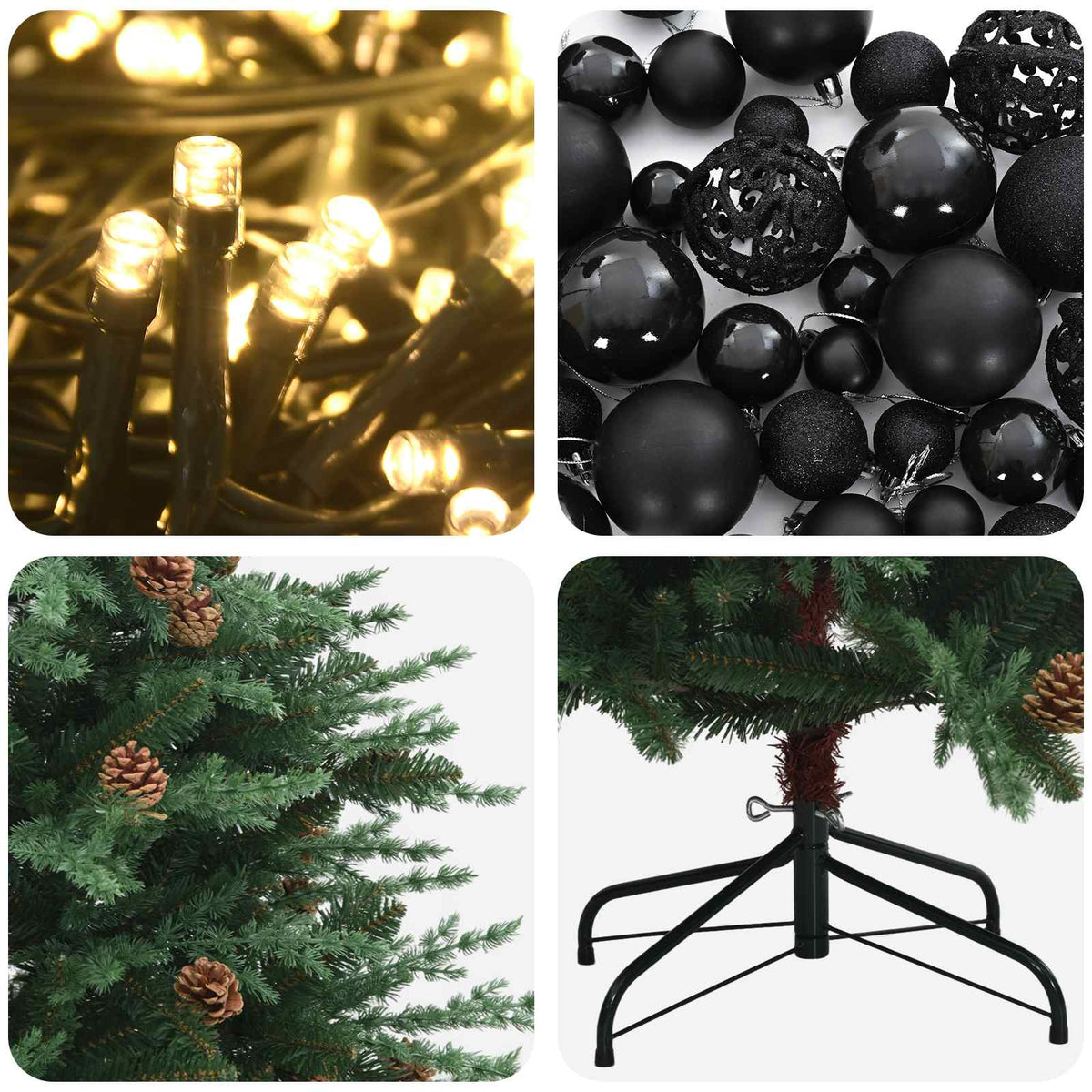Artificial Hinged Christmas Tree 120 cm 150 LEDs Warm White