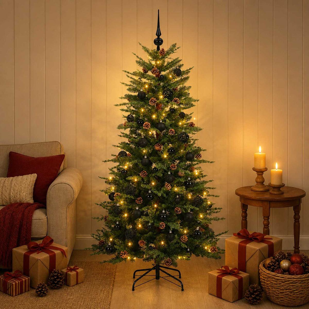 Artificial Hinged Christmas Tree 120 cm 150 LEDs Warm White