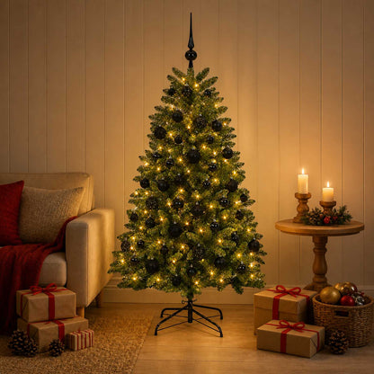Artificial Christmas Tree Mid-green with Bauble 150 cm 150 LEDs